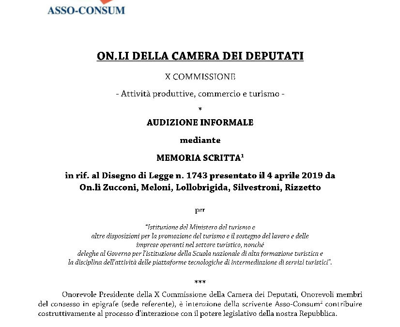 Memoria  scritta per AUDIZIONE CAMERA DEPUTATI – dell’Avv. Angelo LUCARELLA incaricato quale esperto dalla Presidenza di   ASSOCONSUM